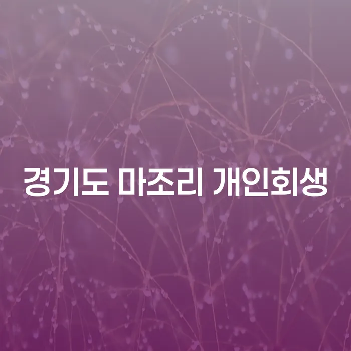 경기도 마조리에서 개인회생을 신청하려면 어떻게 해야 할까요?